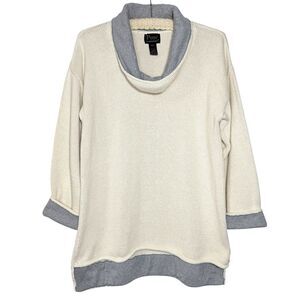 Anthropologie x Pure Hand Knit M/L Sweater High Low Cowl Neck Jersey Trim‎